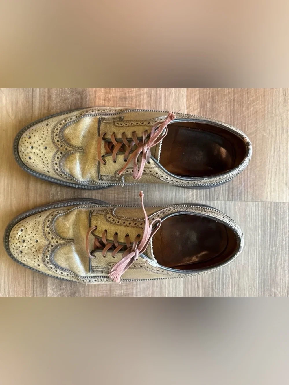 Florsheim Imperial Kenmoor Longwing Blutchers in Golden Harvest leather color
